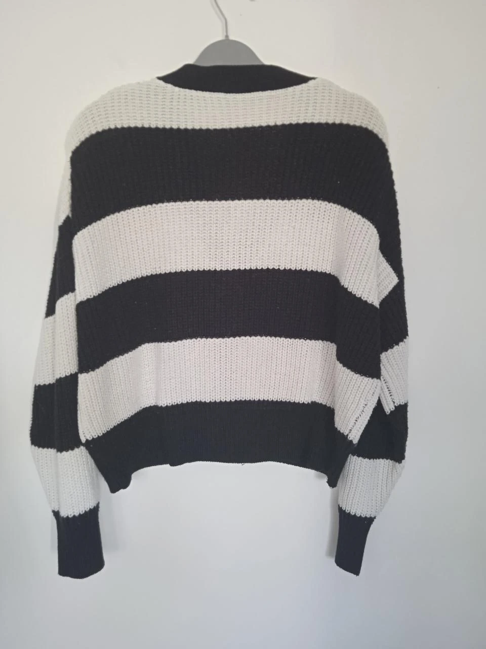 White and black striped cardigan vest, chunky knit jennyfer size S/36 – photo 4